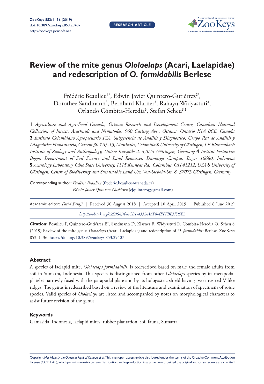 Acari, Laelapidae) and Redescription of O