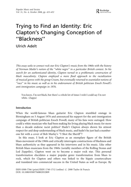 Eric Clapton's Changing Conception Of