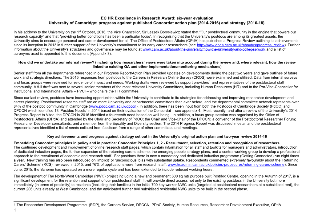 EC HR Excellence in Research Award: Six-Year Evaluation