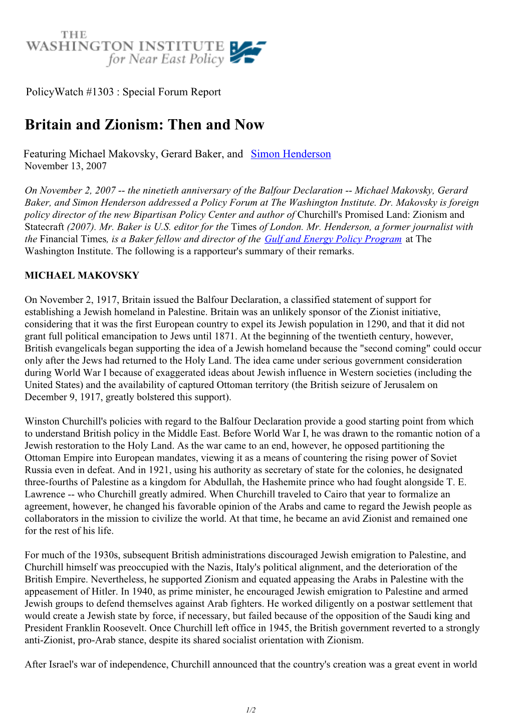 Britain and Zionism: Then and Now