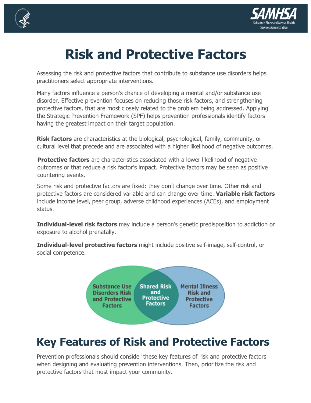SAMHSA- Risk and Protective Factors