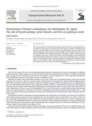 Determinants of Bicycle Commuting in the Washington, DC Region: the Role of Bicycle Parking, Cyclist Showers, and Free Car Parking at Work