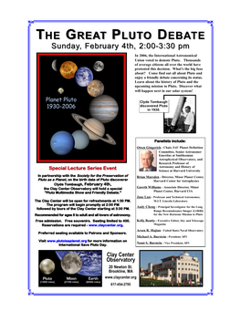 Great Pluto Debate Poster 2007.Qxp
