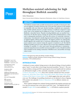 Methylase-Assisted Subcloning for High Throughput Biobrick Assembly