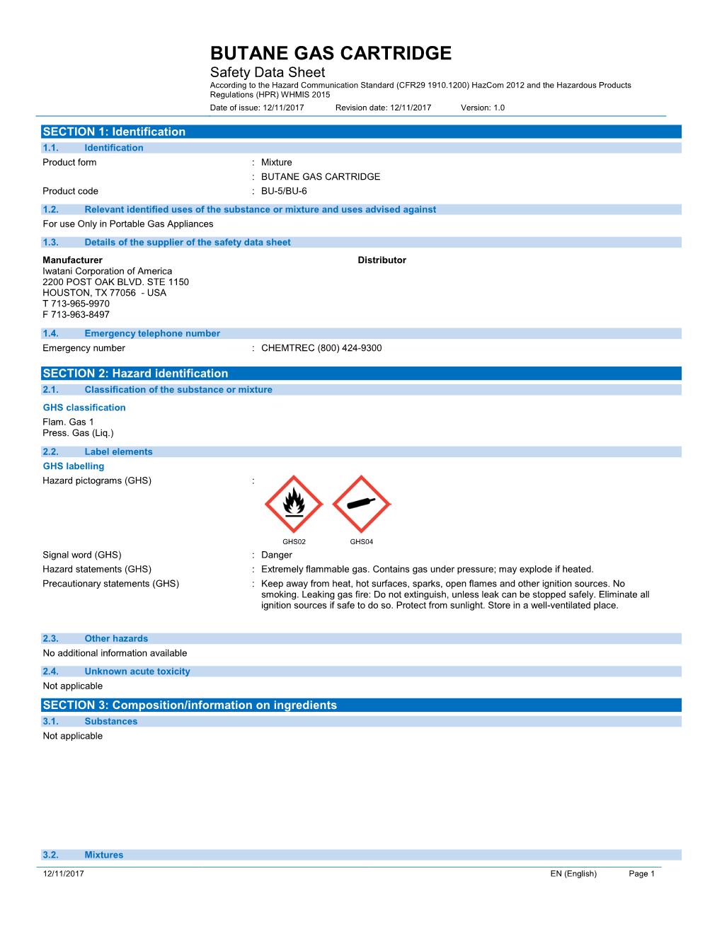 Butane Gas Cartridge