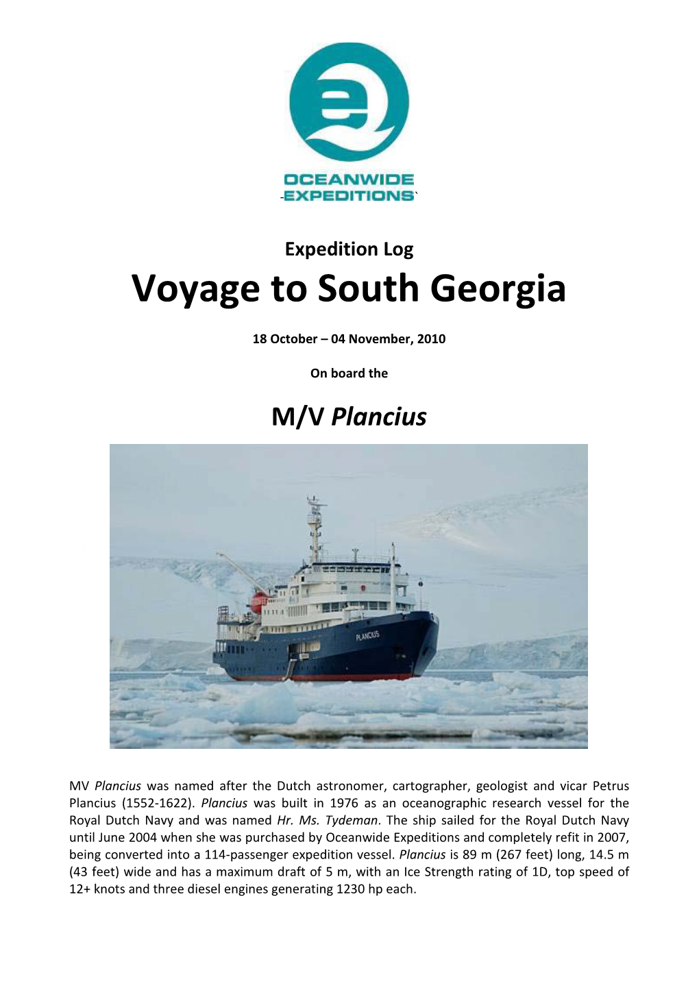 Voyage to South Georgia