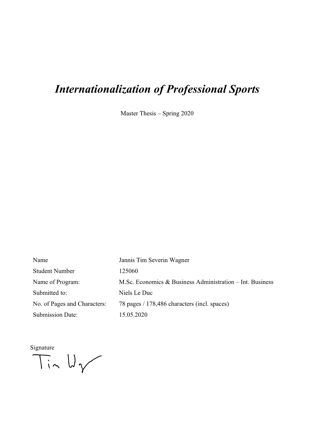 Internationalization of Professional Sports