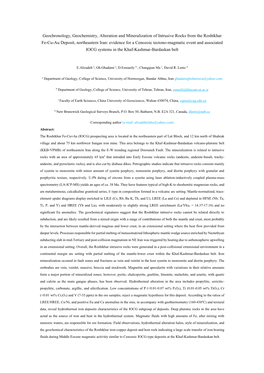 Geochronology, Geochemistry, Alteration and Mineralization of Intrusive Rocks from the Roshtkhar Fe-Cu-Au Deposit, Northeastern