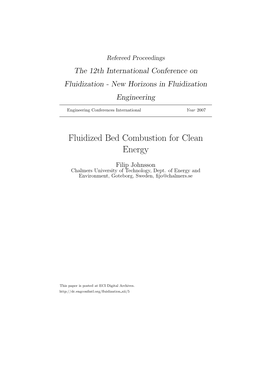 Fluidized Bed Combustion for Clean Energy