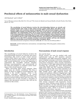 Preclinical Effects of Melanocortins in Male Sexual Dysfunction