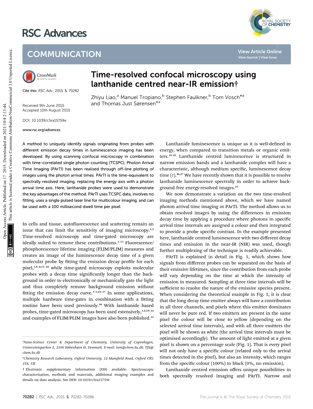 Time-Resolved Confocal Microscopy Using Lanthanide Centred Near-IR