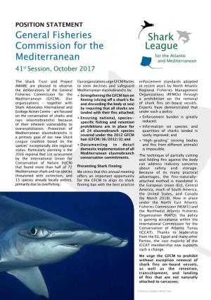 General Fisheries Commission for the Mediterranean 41St Session, October 2017