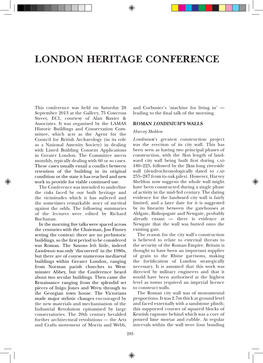 London Heritage Conference
