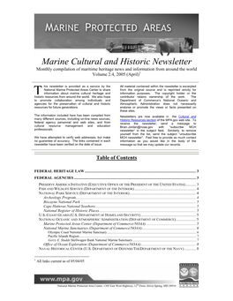 Marine Cultural and Historic Newsletter Monthly Compilation of Maritime Heritage News and Information from Around the World Volume 2.4, 2005 (April)1