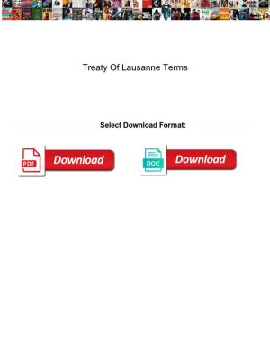 Treaty of Lausanne Terms