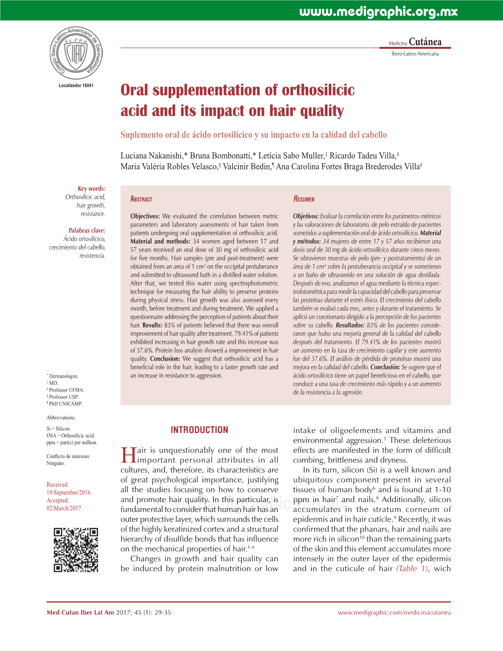 Oral Supplementation of Orthosilicic Acid and Its Impact on Hair Quality