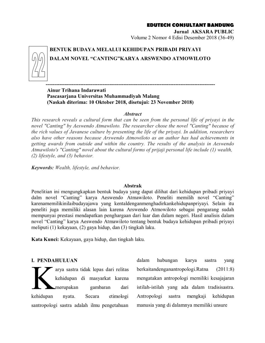 EDUTECH CONSULTANT BANDUNG Jurnal AKSARA PUBLIC Volume 2 Nomor 4 Edisi Desember 2018 (36-49)