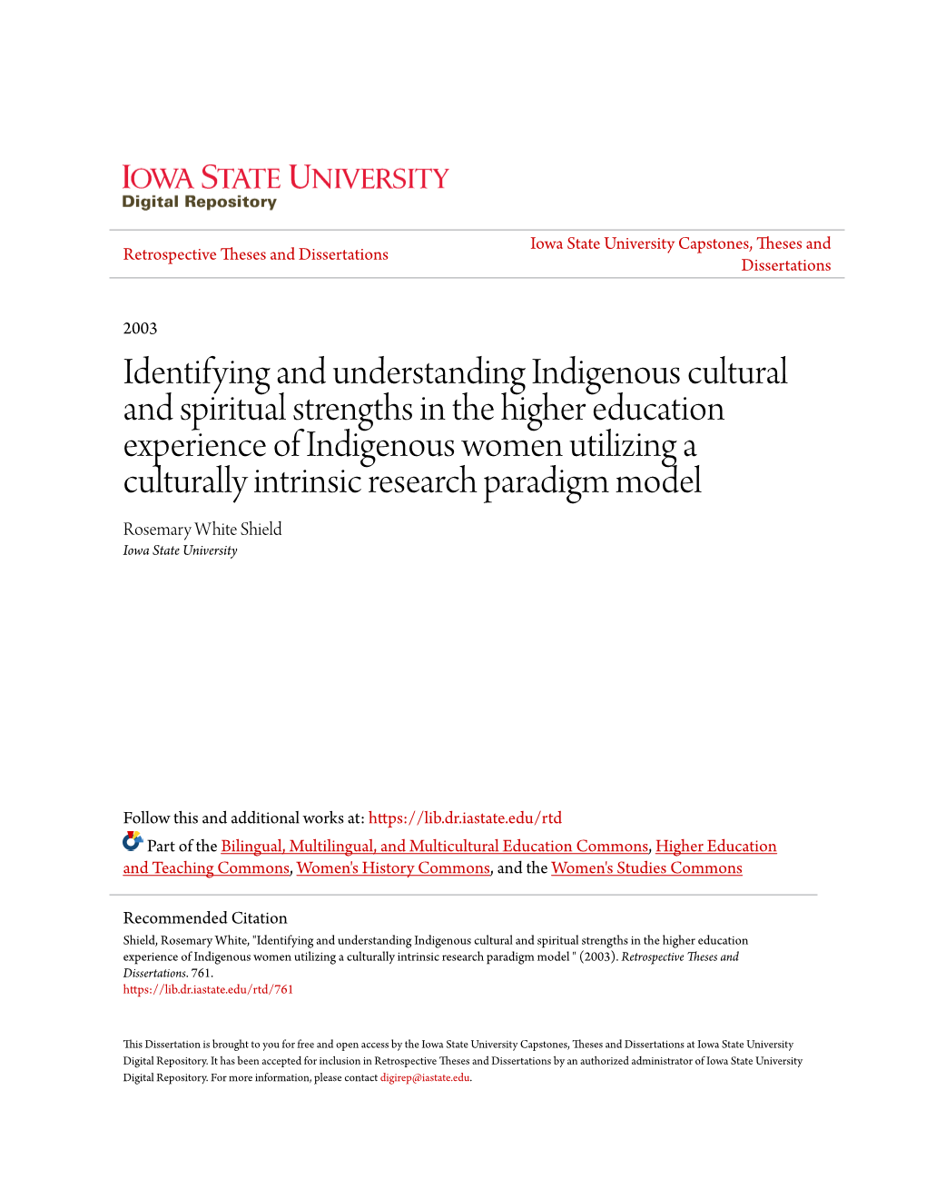 Identifying and Understanding Indigenous Cultural and Spiritual