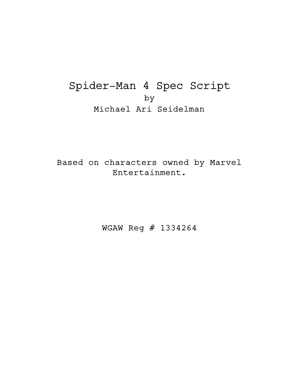 Spider-Man 4 Script