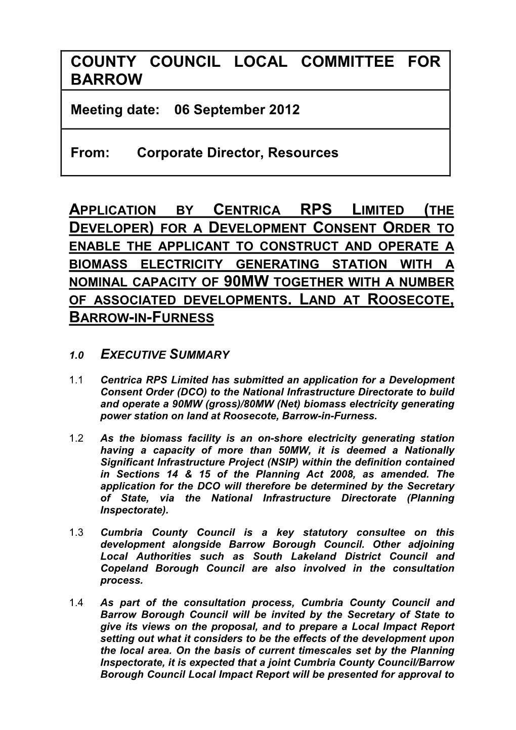 County Council Local Committee for Barrow