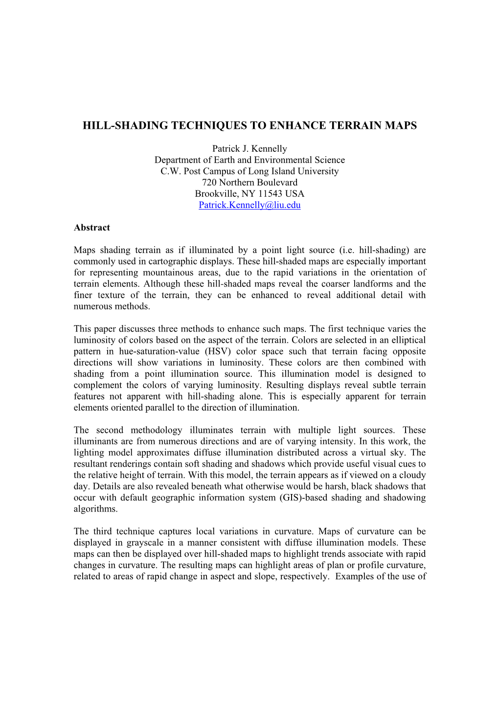 Hill-Shading Techniques to Enhance Terrain Maps