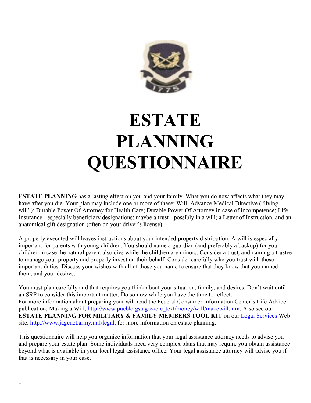 Estate Planning Questionnaire