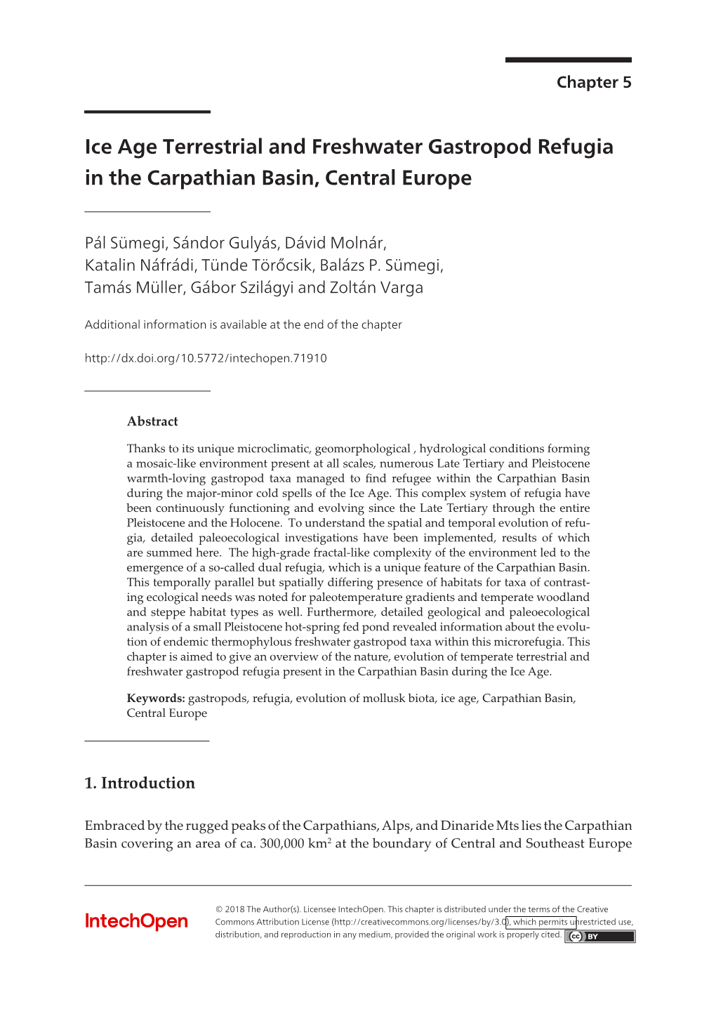 Ice Age Terrestrial and Freshwater Gastropod Refugia in the Carpathian Basin, Central Europe