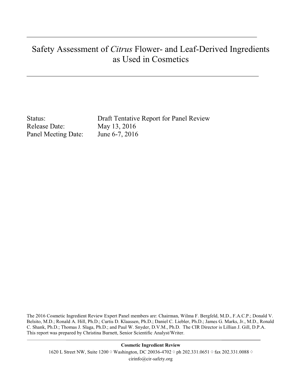 Safety Assessment of Citrus Flower- and Leaf-Derived Ingredients As Used in Cosmetics