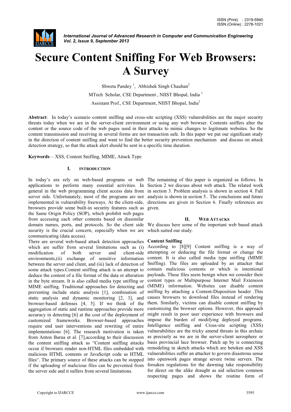 Secure Content Sniffing for Web Browsers: a Survey