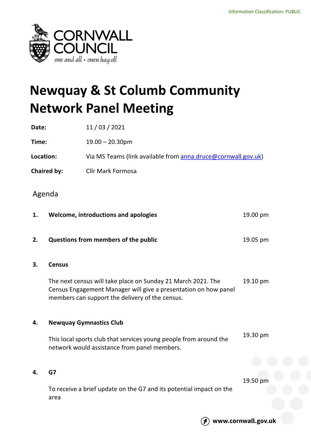 Newquay & St Columb Community Network Panel Meeting