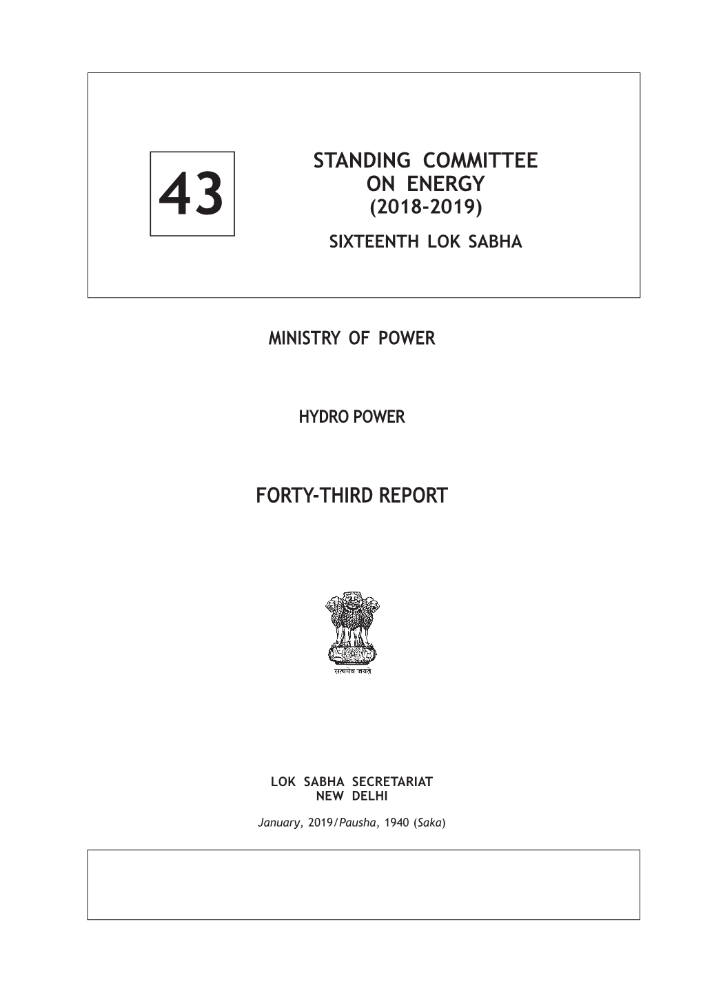 Standing Committee on Energy Forty-Third Report