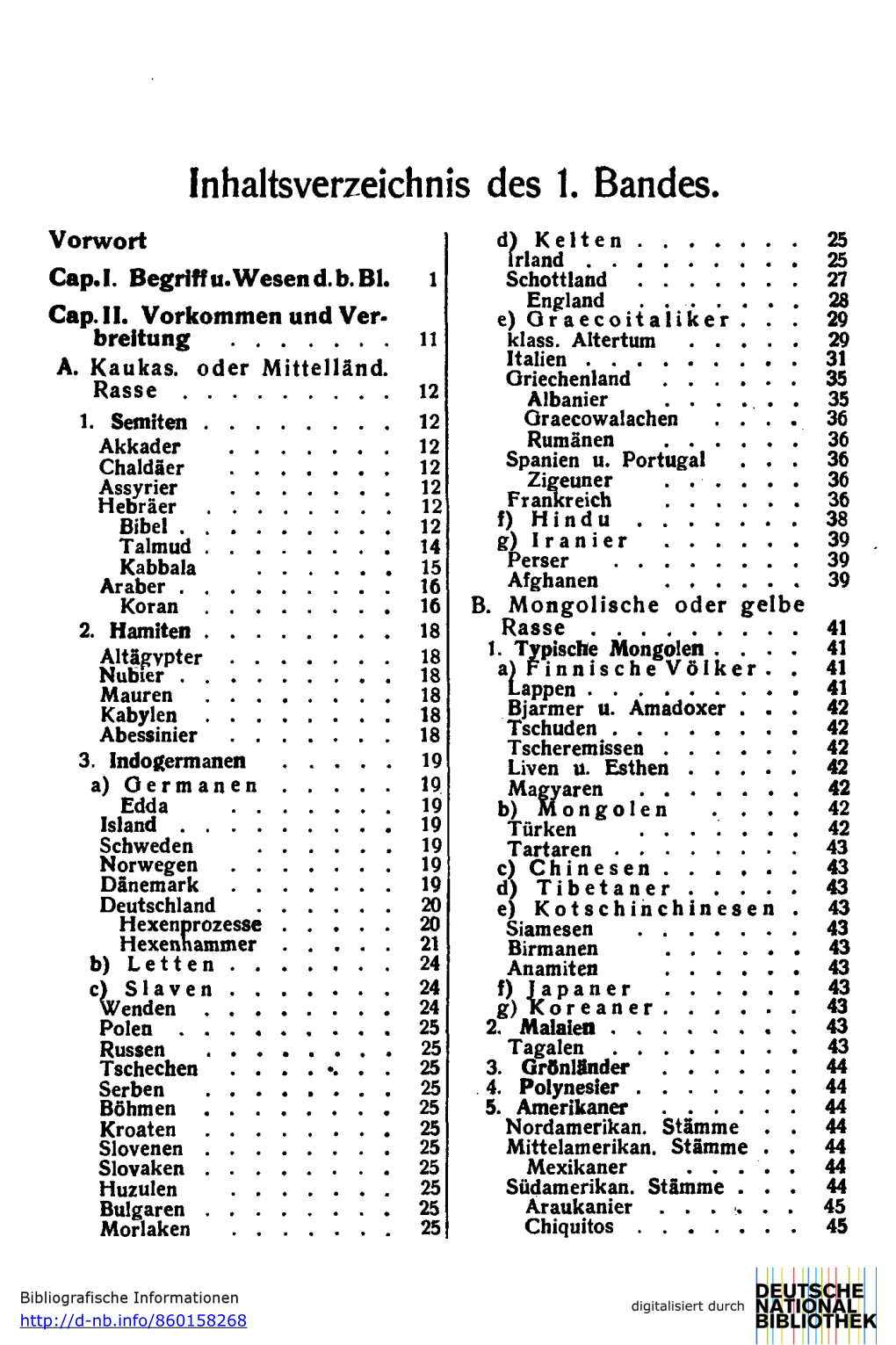 Inhaltsverzeichnis Des 1. Bandes