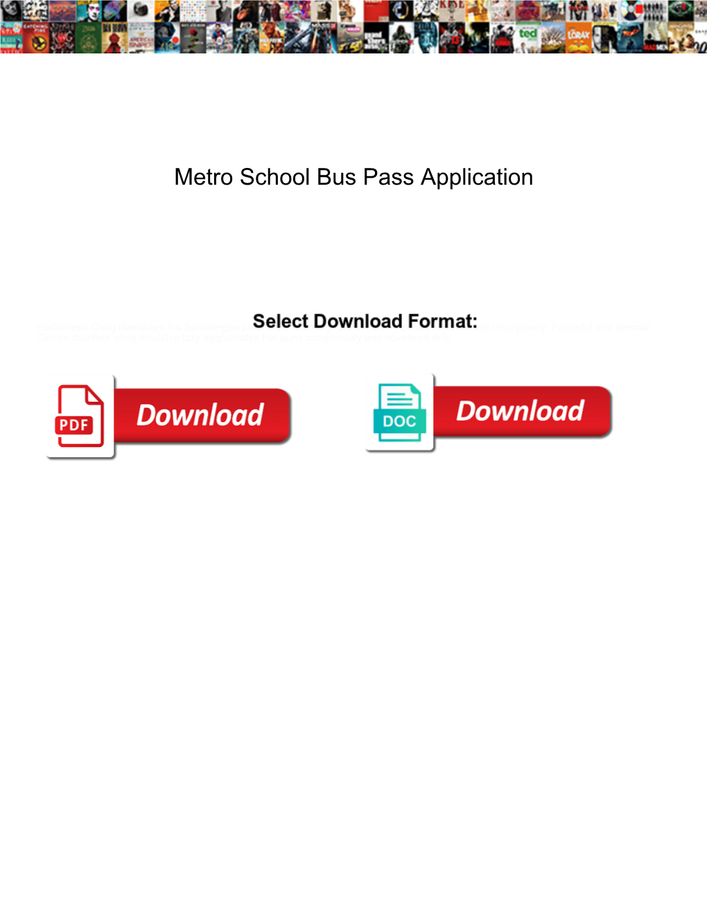 Metro School Bus Pass Application