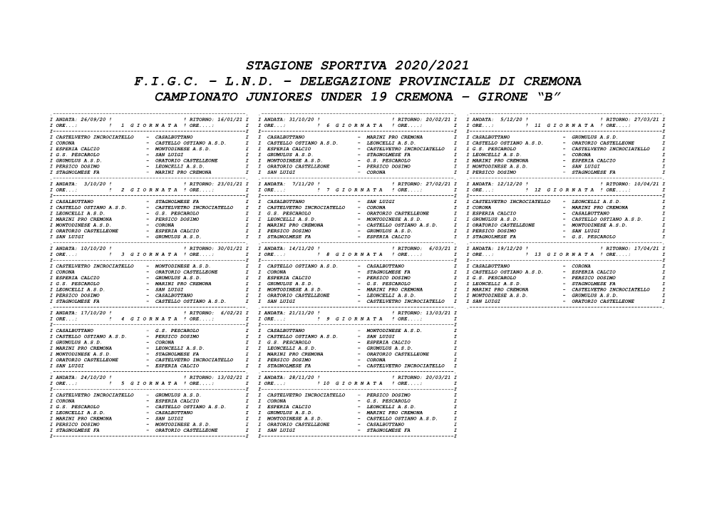 Juniores Prov. Girone B