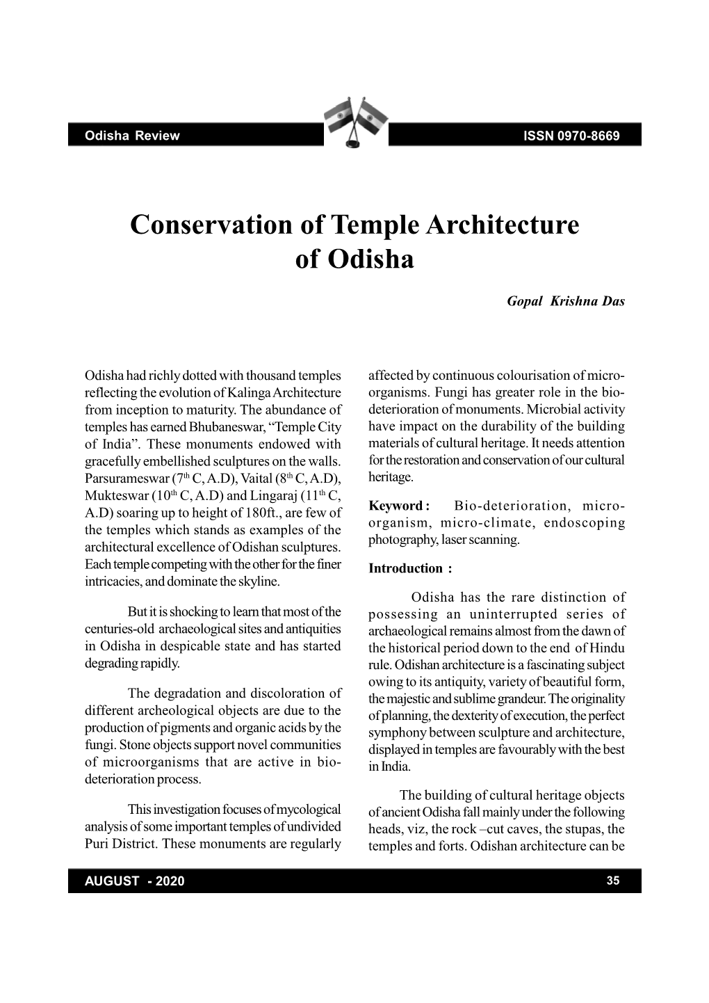 Conservation of Temple Architecture of Odisha