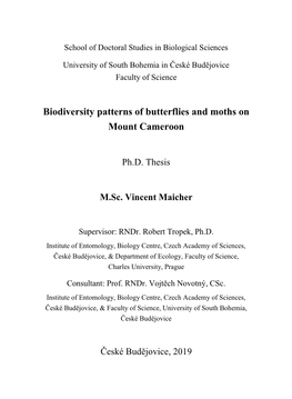 Biodiversity Patterns of Butterflies and Moths on Mount Cameroon