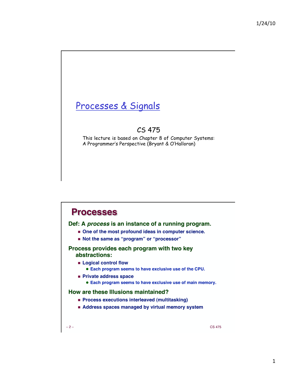 Processes & Signals Processes