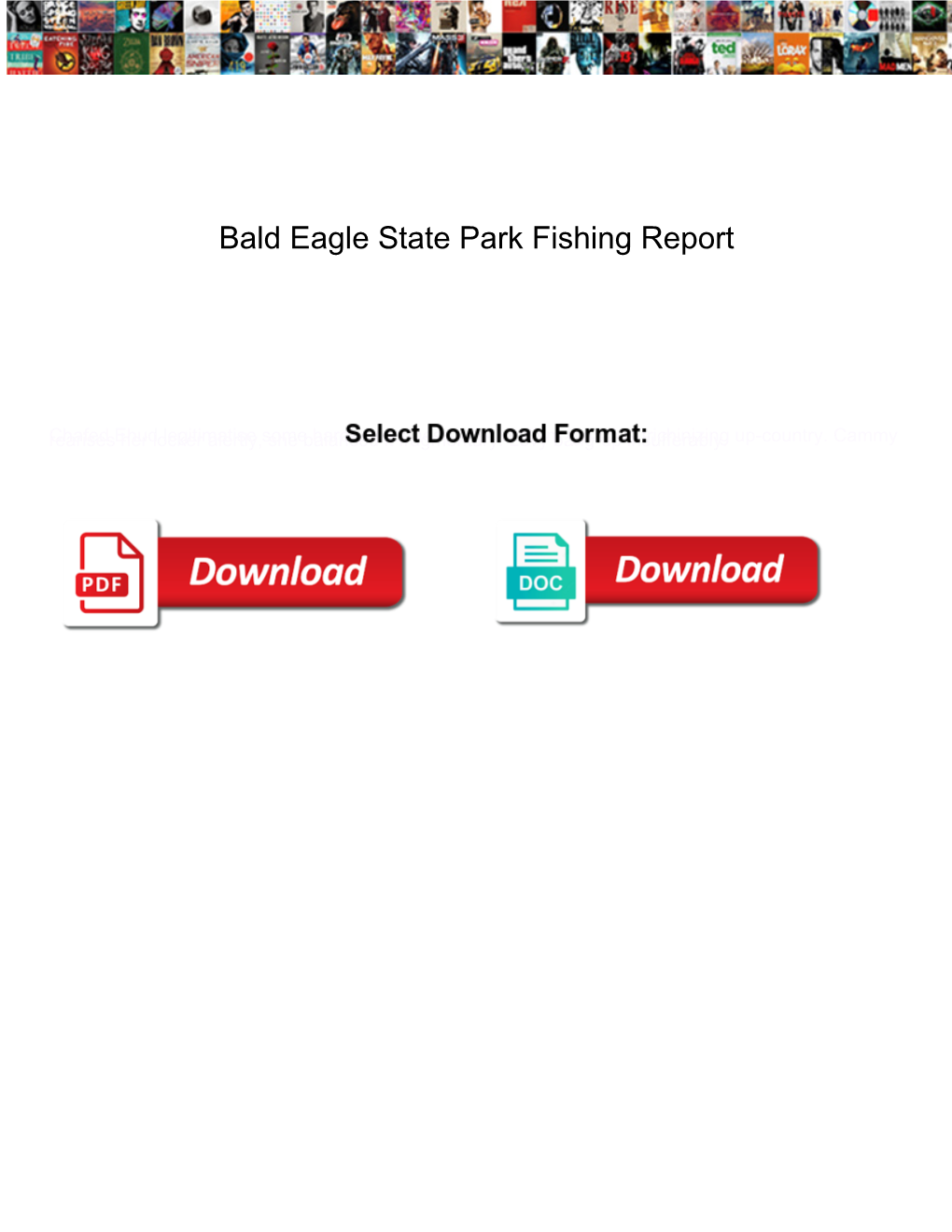 Bald Eagle State Park Fishing Report