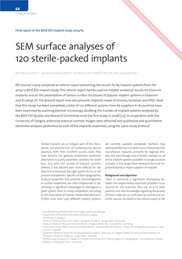 SEM Surface Analyses of 120 Sterile-Packed Implants