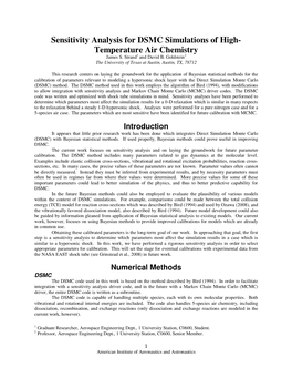 Sensitivity Analysis for DSMC Simulations of High- Temperature Air Chemistry James S