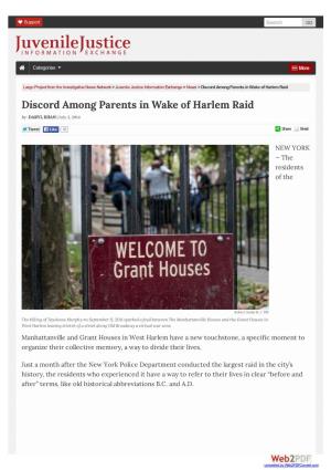 Discord Among Parents in Wake of Harlem Raid | Juvenile Justice Information Exchange