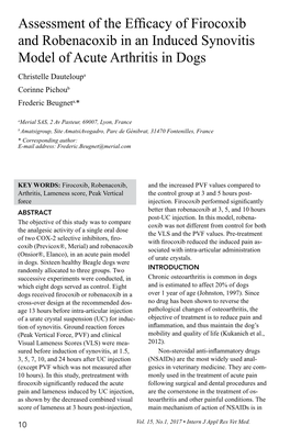 Assessment of the Efficacy of Firocoxib and Robenacoxib