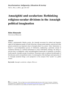 Rethinking Religious-Secular Divisions in the Amazigh Political Imagination