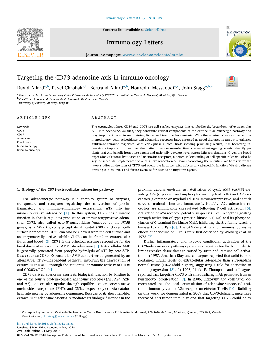 Targeting the CD73-Adenosine Axis in Immuno-Oncology