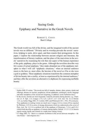 Seeing Gods: Epiphany and Narrative in the Greek Novels