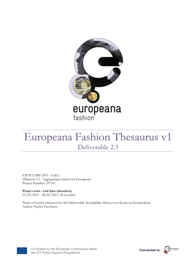 Europeana Fashion Thesaurus V1 Deliverable 2.3