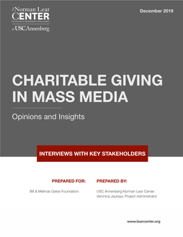 Charitable Giving in Mass Media: Opinions & Insights