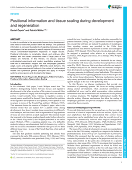 Positional Information and Tissue Scaling During Development and Regeneration Daniel Čapek1 and Patrick Müller1,2,*