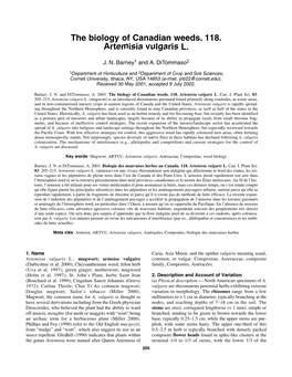 The Biology of Canadian Weeds. 118. Artemisia Vulgaris L