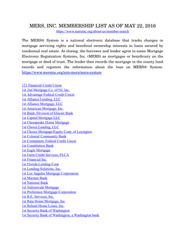 Mers Membership List